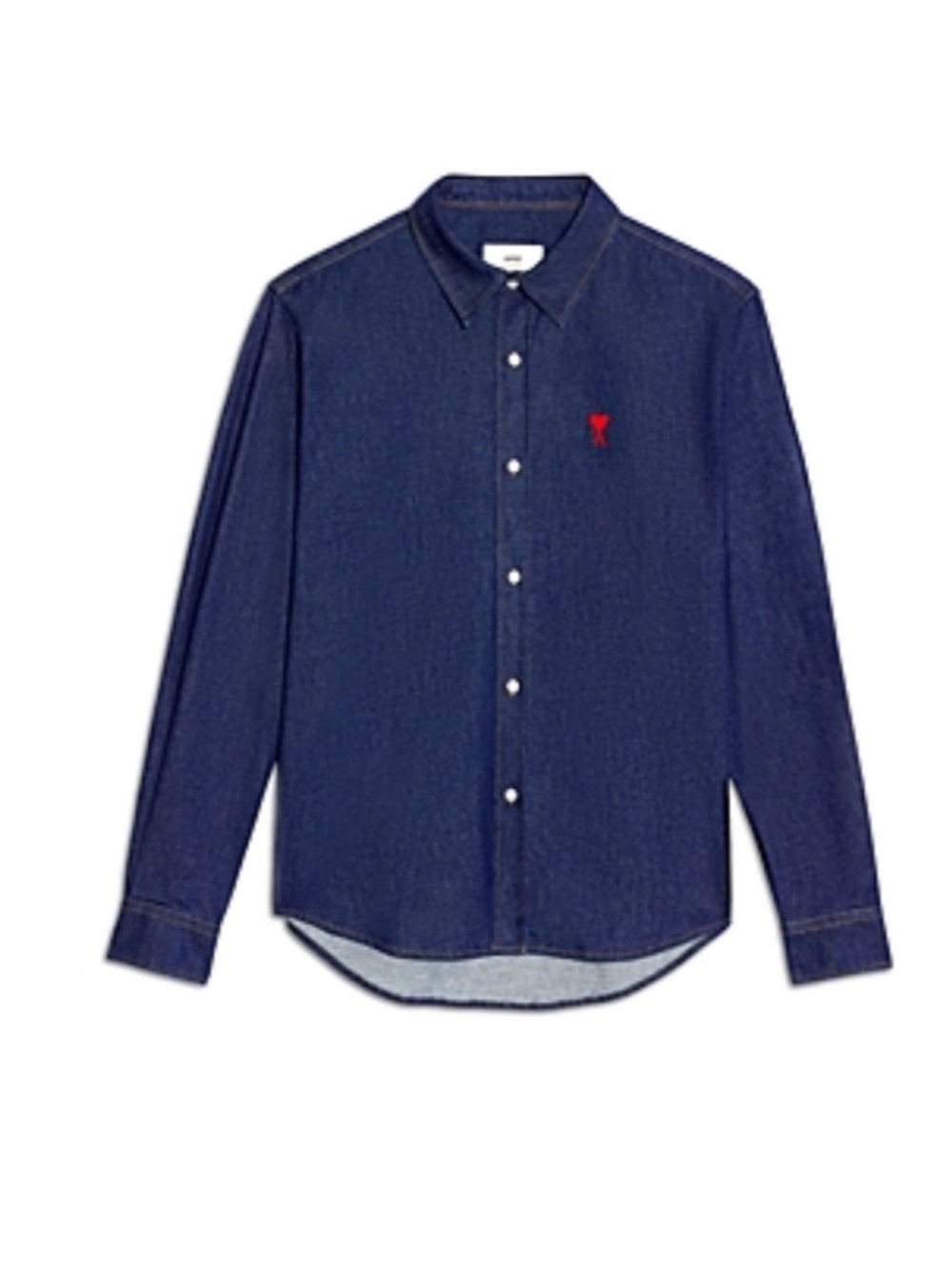 Ami Alexandre Mattiussi Navy Button-Down Shirt with Red Logo
